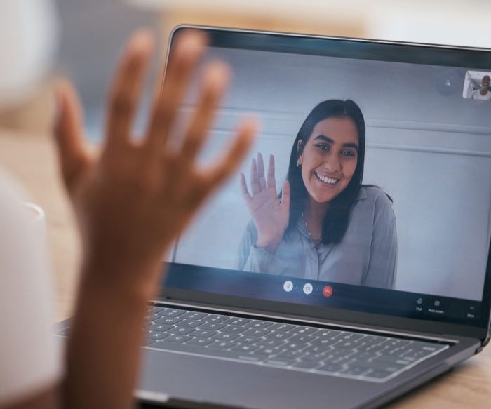 A warm conversation during an online video call